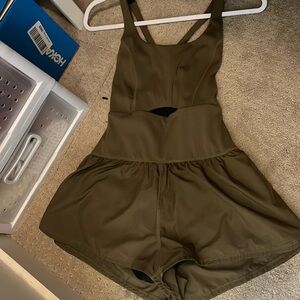 FP Movement by Free People Olive Green Cutout Romper